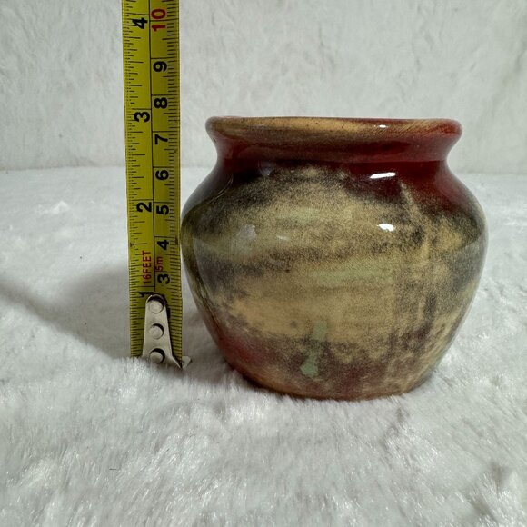 Vintage Handcrafted Ceramic Glazed Pottery Vase Red/Green/Brown 1961 signed REL - Picture 5 of 6